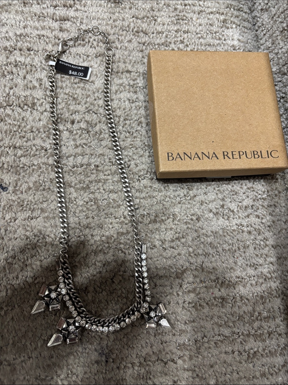 Banana Republic Silver-Tone Crystal Pendant Necklace
